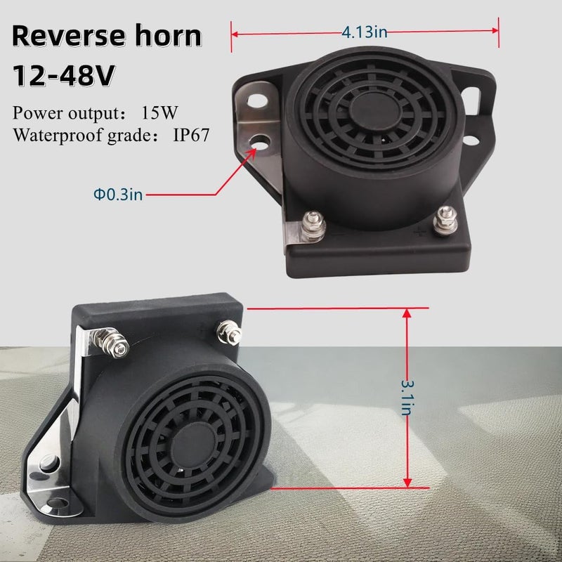 AKIZIDS جهاز إنذار عكسي 12V-24V 105dB إنذار تحذيري صفارة 2 قطع إنذار عكسي مناسب للشاحنات والفانات والسيارات والمركبات الثقيلة - Image 2